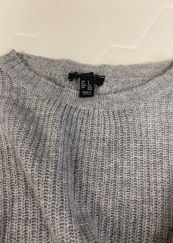 Gri Örgü Kadın Uzun Kollu Salaş Kazak - Görsel 3