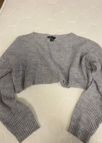 Gri Örgü Kadın Uzun Kollu Salaş Kazak - Görsel 2