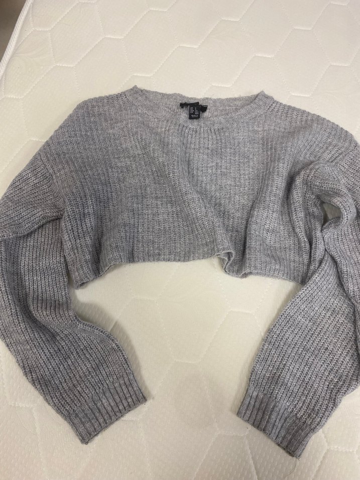 Gri Örgü Kadın Uzun Kollu Salaş Kazak - Görsel 5