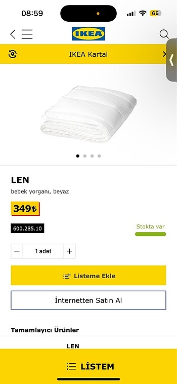 Ikea bebek yorgan