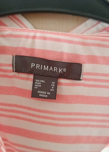 Pembe Çizgili V Yaka Kolsuz Pamuk Gömlek - Görsel 3