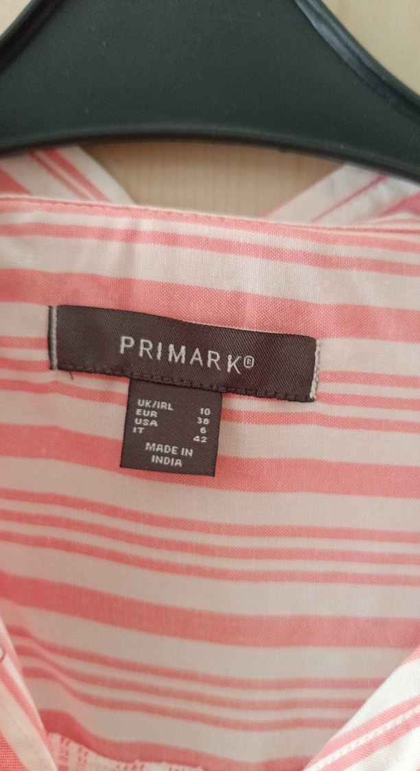 Pembe Çizgili V Yaka Kolsuz Pamuk Gömlek - Görsel 3