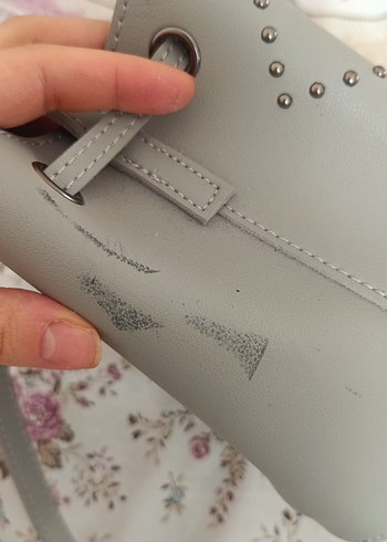 Gri Deri Püsküllü Bohem Kadın Çanta - Görsel 5