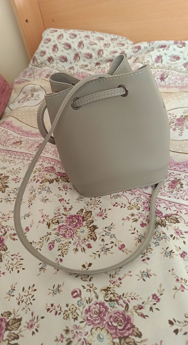 Gri Deri Püsküllü Bohem Kadın Çanta - Görsel 2