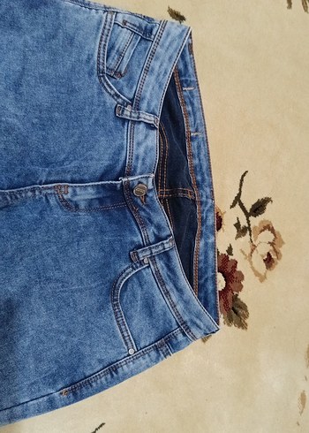 Düğmeli Açık Mavi Bağlama Desenli Kadın Jean - Görsel 2