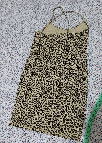 Kahverengi Leopar Desenli Mini Elbise - Görsel 3