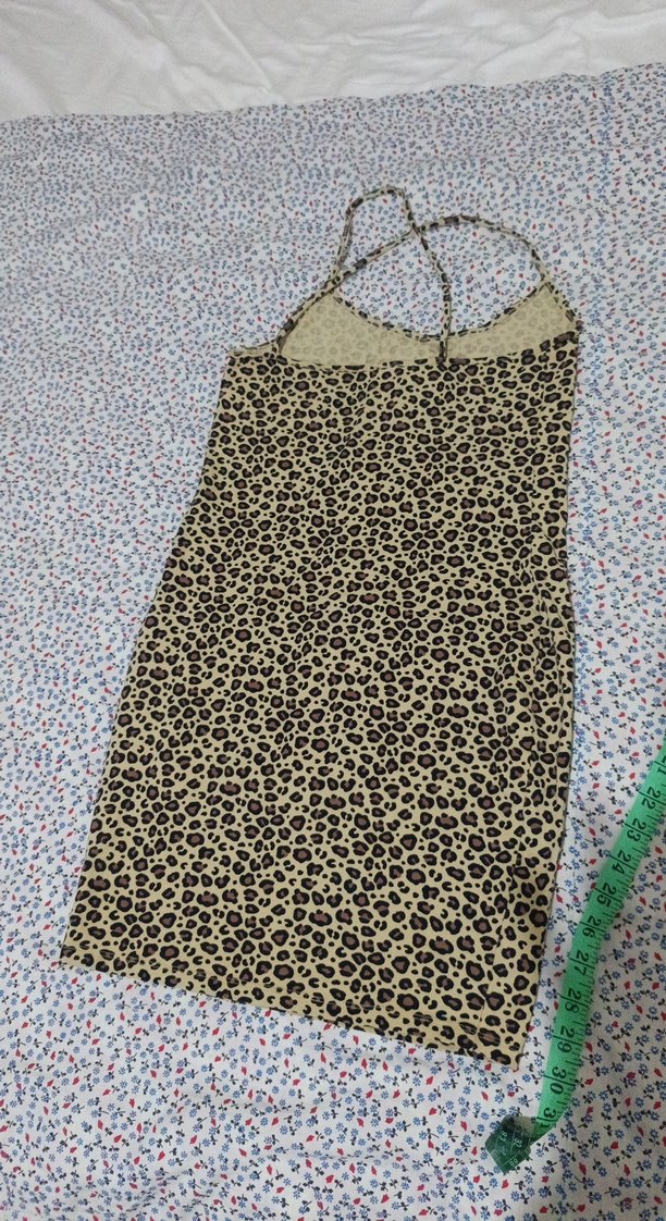 Kahverengi Leopar Desenli Mini Elbise - Görsel 3