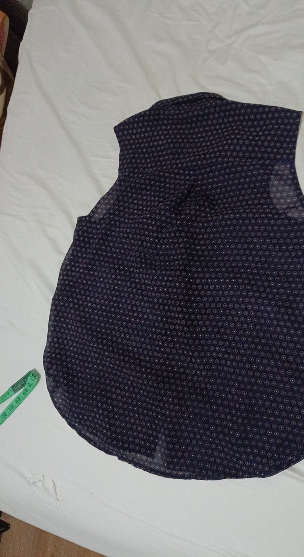 Lacivert, Düğmeli, Kolsuz Kadın Gömlek - Görsel 3