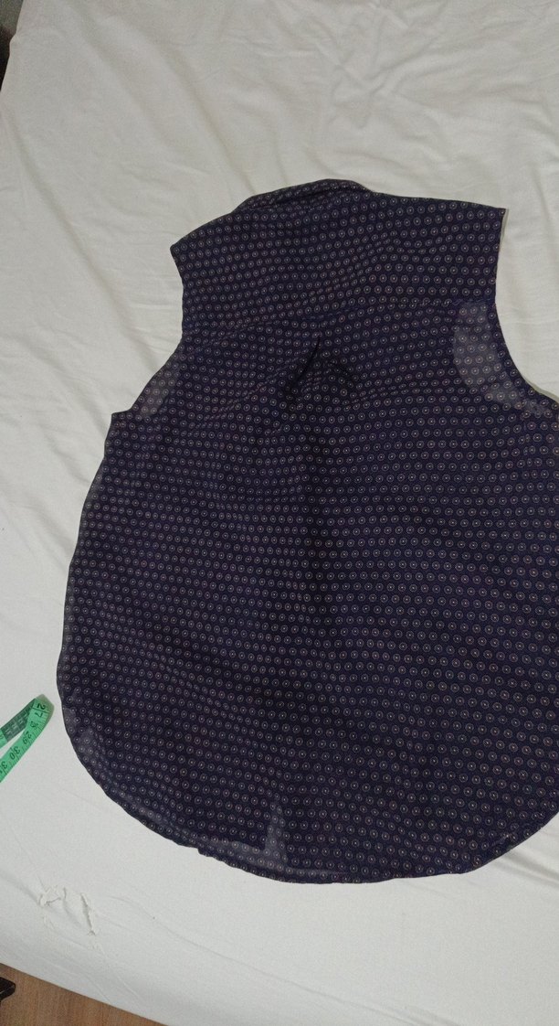 Lacivert, Düğmeli, Kolsuz Kadın Gömlek - Görsel 4