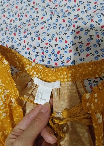 Sarı Bohem Uzun Kollu Hamile Bluzu - Görsel 3