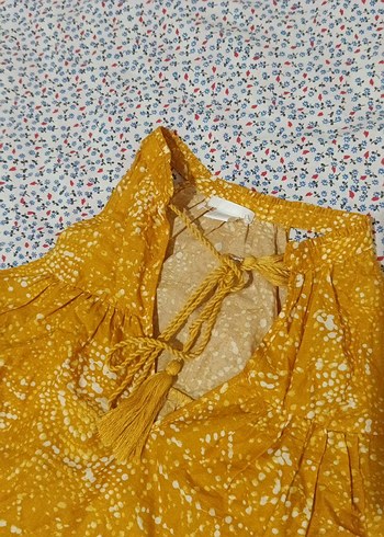 Sarı Bohem Uzun Kollu Hamile Bluzu - Görsel 2