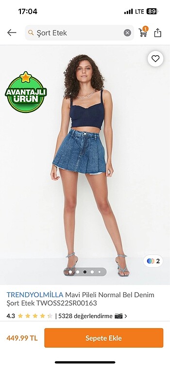 Denim şort etek