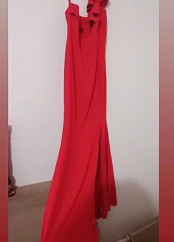 38 Beden kırmızı Renk Koton Kırmızı Tek Omuz Elbise