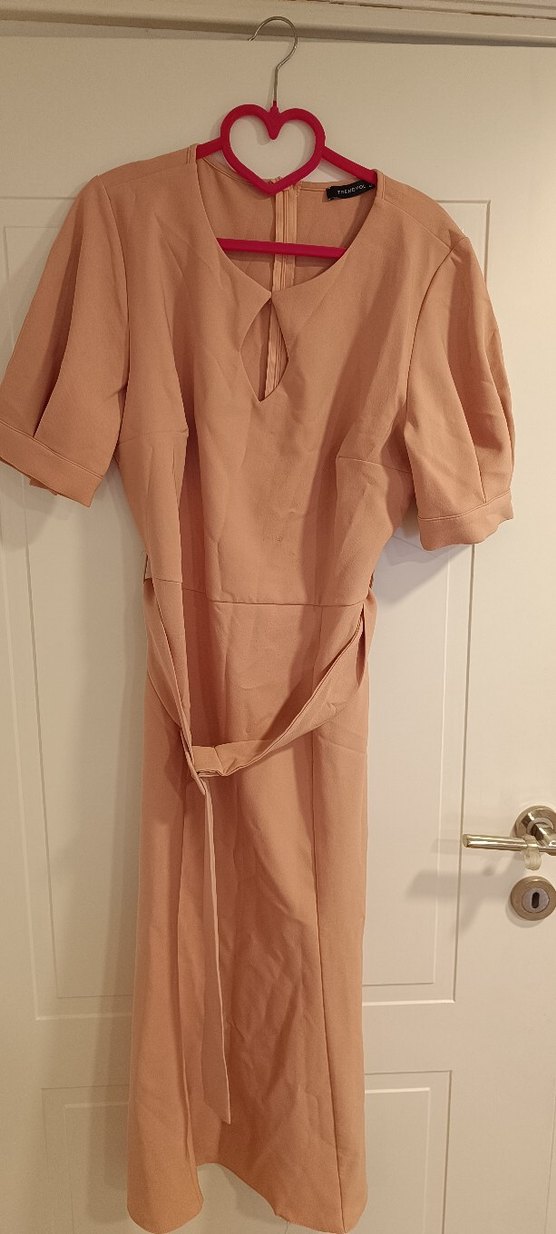 pudra midi boy elbise - Görsel 2