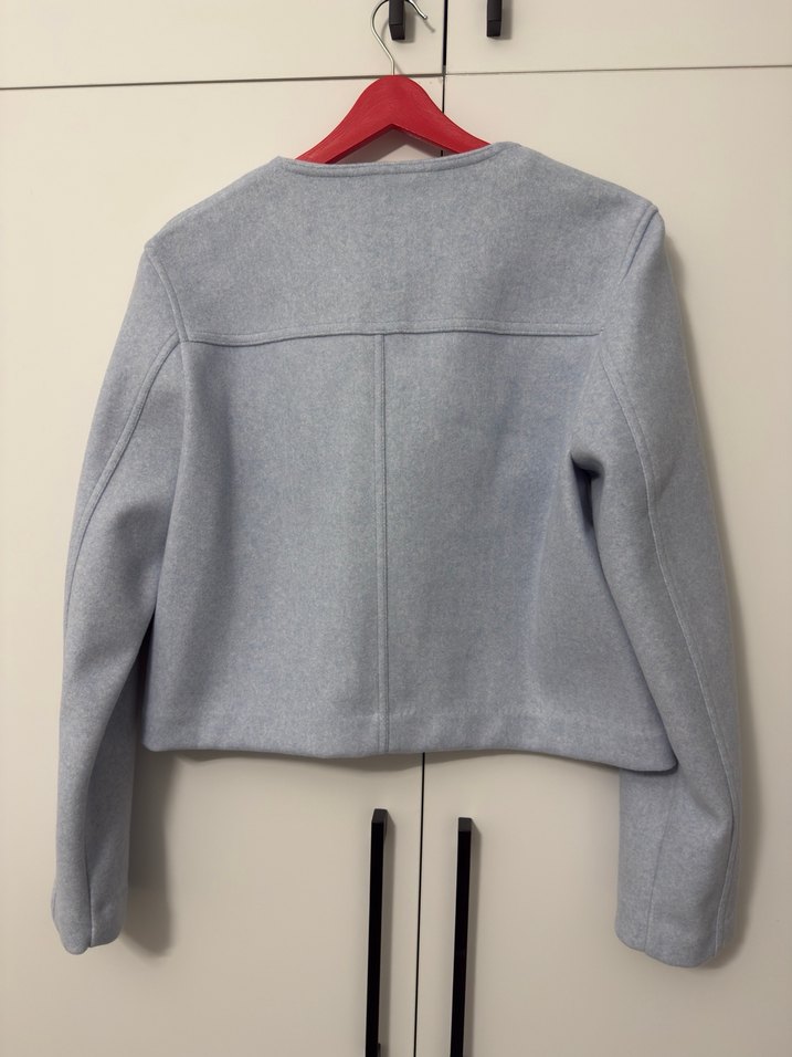 Zara marka Düğmeli Gri Mini Kadın Ceket - Görsel 2