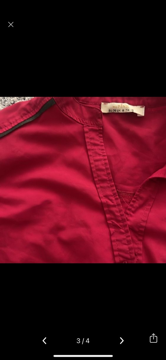 Bordo Deri Cep Detaylı Kadın Gömlek - Görsel 3