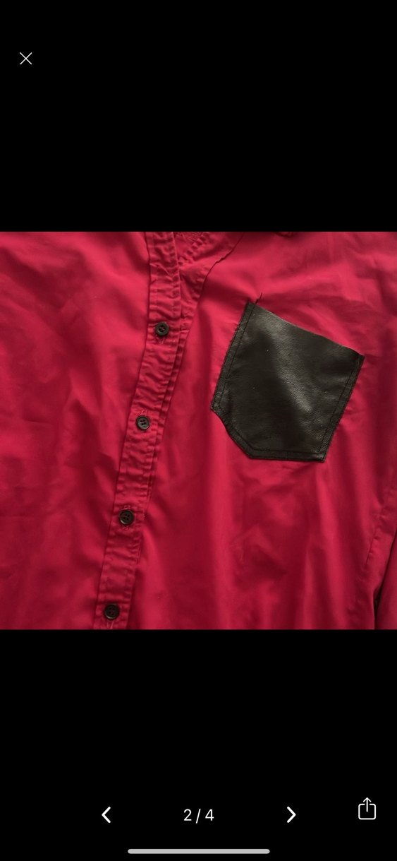 Bordo Deri Cep Detaylı Kadın Gömlek - Görsel 2