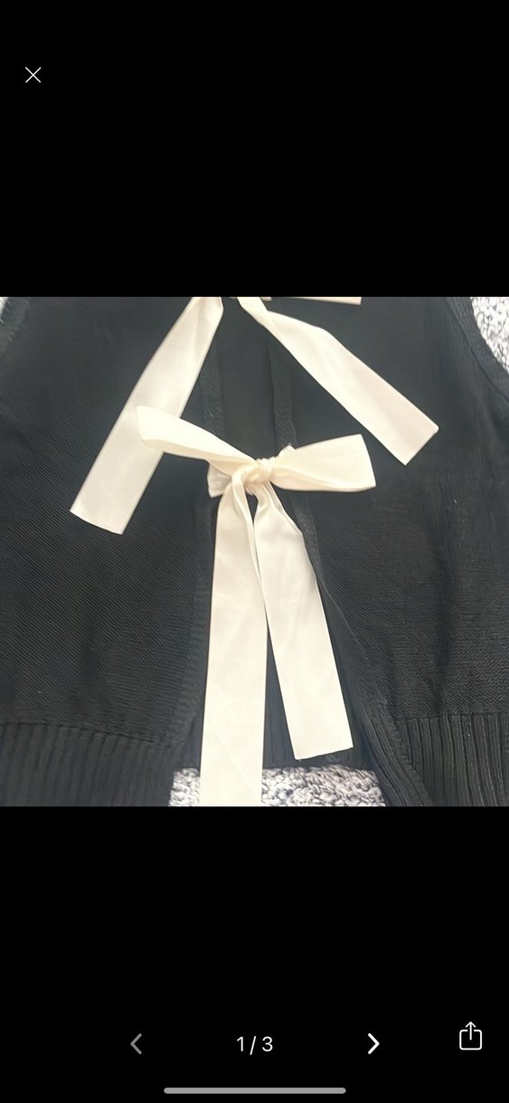 Siyah Mini süveter arkası kurdele detay - Görsel 2