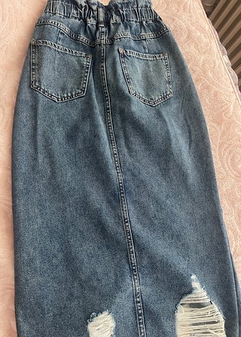 Kadın Mavi Midi Kot Etek - Görsel 4