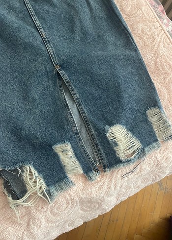 Kadın Mavi Midi Kot Etek - Görsel 2