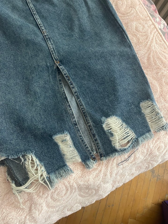 Kadın Mavi Midi Kot Etek - Görsel 2