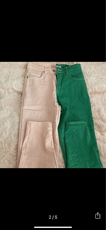 m Beden yeşil Renk Çift renkli kot pantolon