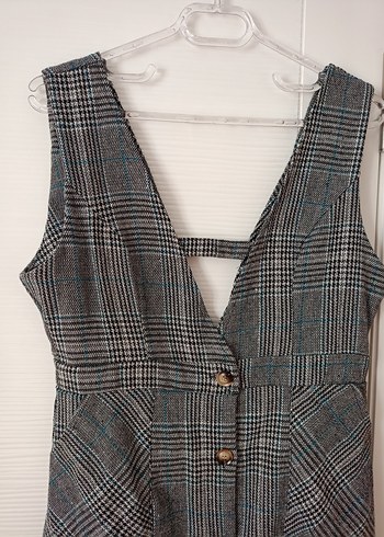 Düğmeli Gri Ekose Midi Elbise çok güzel bir ürün - Görsel 5