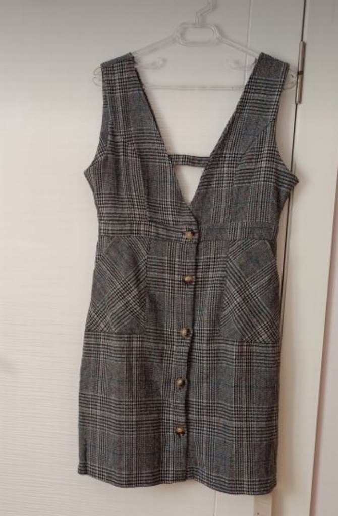 Düğmeli Gri Ekose Midi Elbise çok güzel bir ürün - Görsel 3