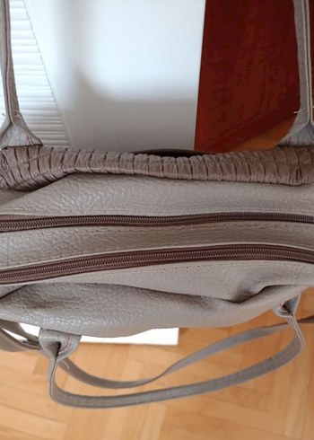 Bej Suni Deri Kadın Çanta Tokalı yeni - Görsel 3