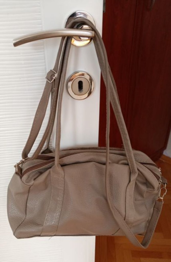 Bej Suni Deri Kadın Çanta Tokalı yeni - Görsel 2