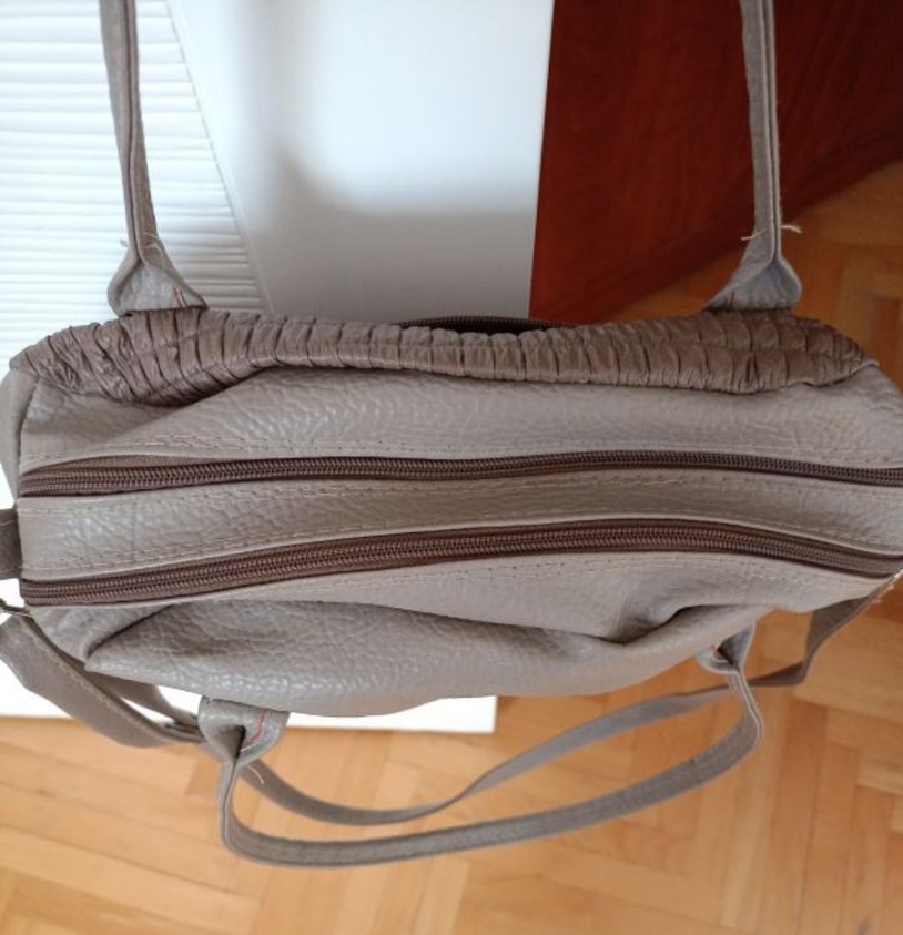 Bej Suni Deri Kadın Çanta Tokalı yeni - Görsel 3