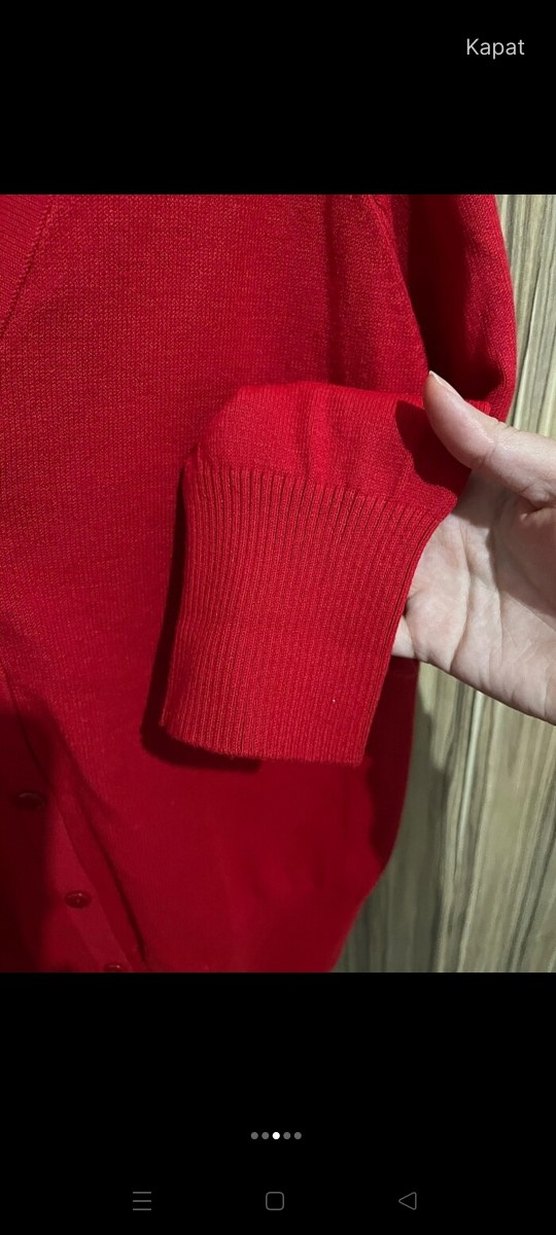 Kırmızı V Yakalı Koton marka Kadın Hırka - Görsel 3