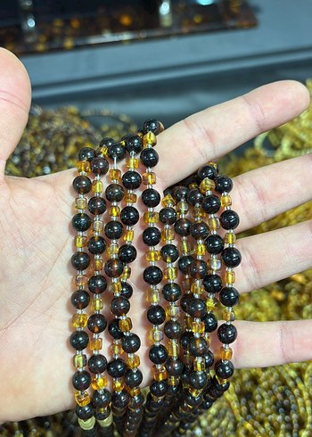 swarovski kehribar kolye