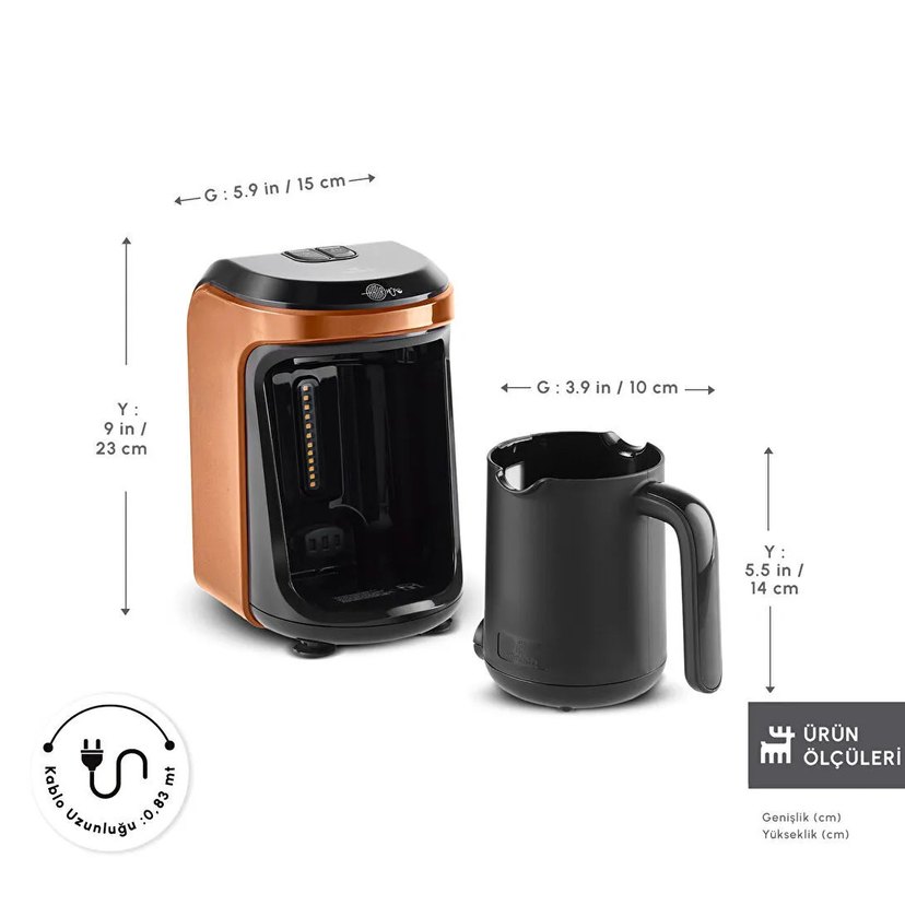 Karaca Hatır Hüps Aroma Sütlü Türk Kahve Makinesi Bronze - Görsel 2