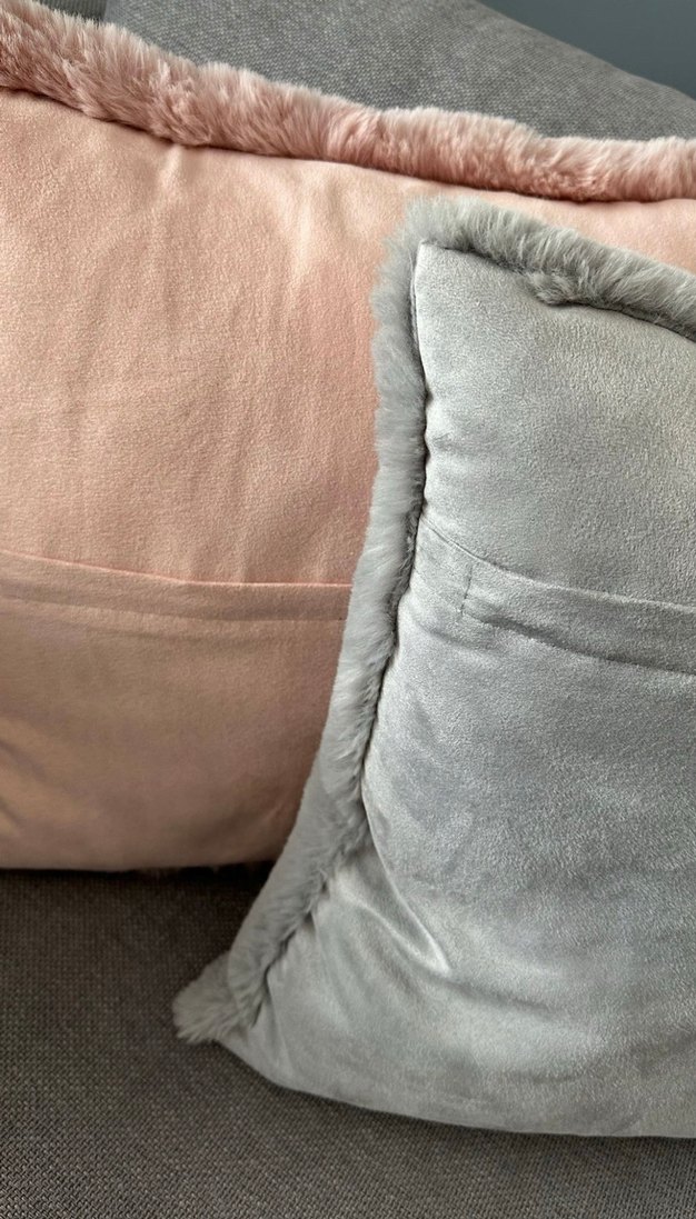 Zara Home Pembe ve Gri Peluş Kırlent - Görsel 3