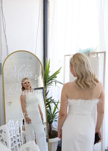 Beyaz Uzun nişan nikah elbisesi - Görsel 4