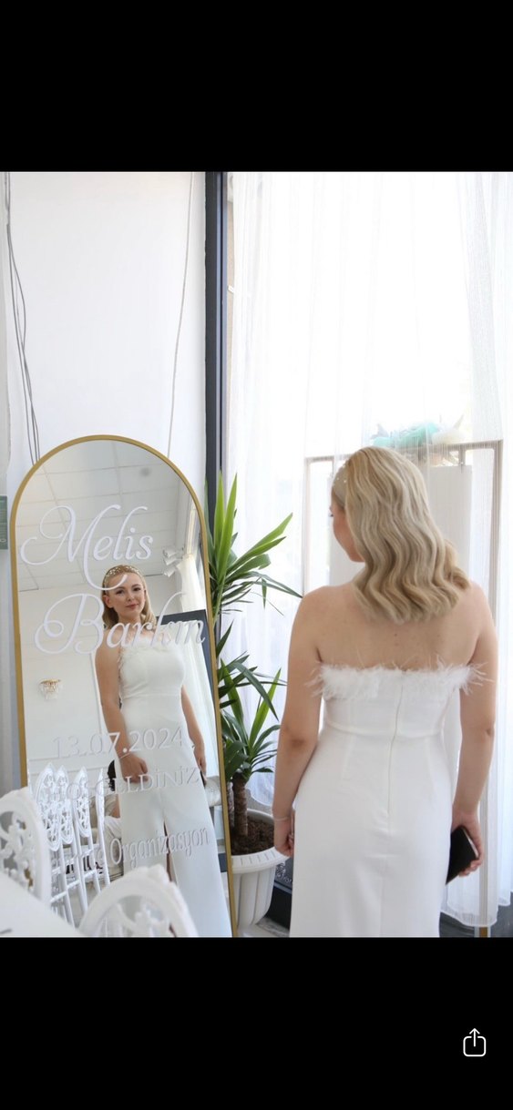 Beyaz Uzun nişan nikah elbisesi - Görsel 4