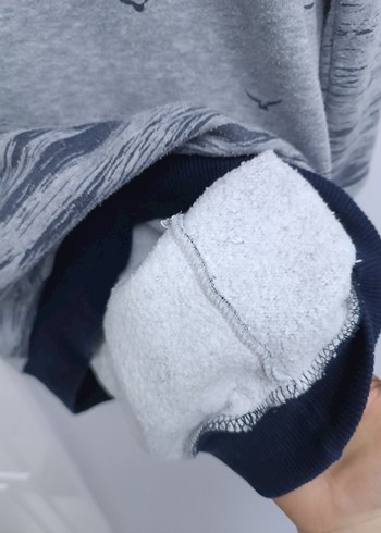 Gri Kapüşonlu Uzun Kollu Sweatshirt - Görsel 2