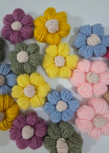 Renkli Örgü Çiçek papatya motif - Görsel 3