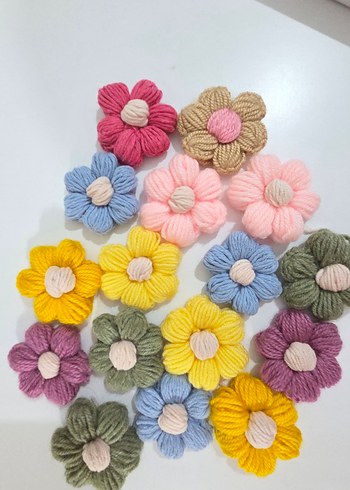 Renkli Örgü Çiçek papatya motif - Görsel 2