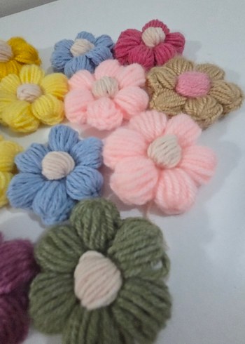 Renkli Örgü Çiçek papatya motif - Görsel 5