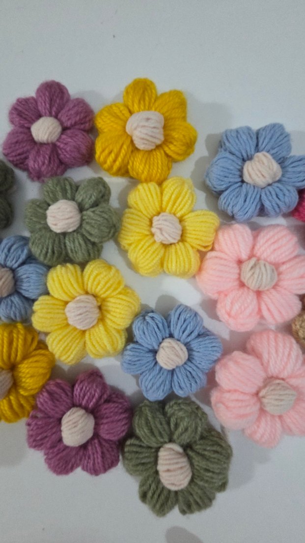 Renkli Örgü Çiçek papatya motif - Görsel 3