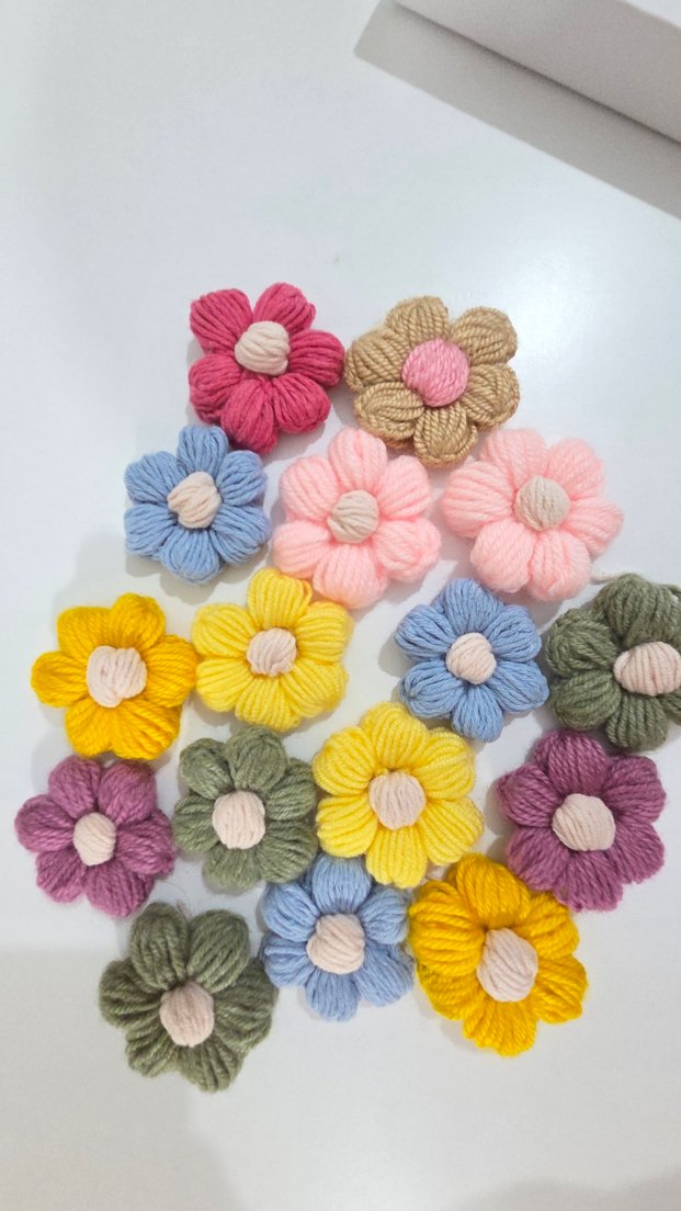 Renkli Örgü Çiçek papatya motif - Görsel 2