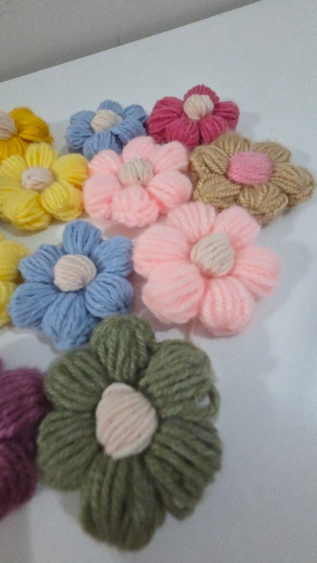 Renkli Örgü Çiçek papatya motif - Görsel 5