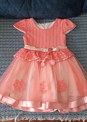 Kız Çocuk Pembe Dantel Detaylı Elbise