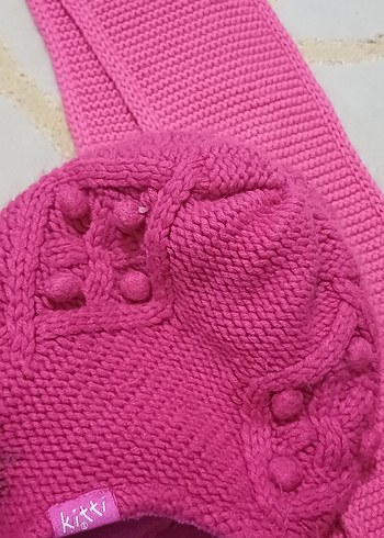 Pembe Örgü Çocuk Bere ve Atkı Takımı - Görsel 5