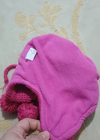 Pembe Örgü Çocuk Bere ve Atkı Takımı - Görsel 3