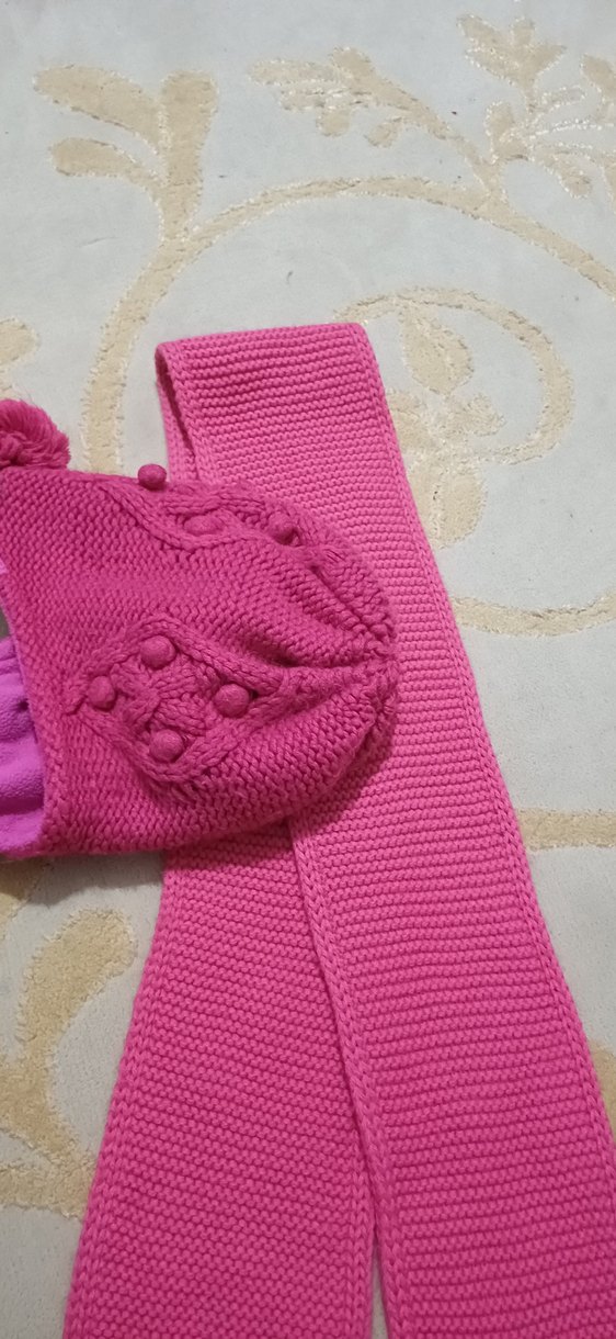 Pembe Örgü Çocuk Bere ve Atkı Takımı - Görsel 4