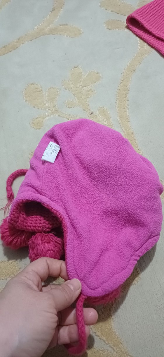 Pembe Örgü Çocuk Bere ve Atkı Takımı - Görsel 3