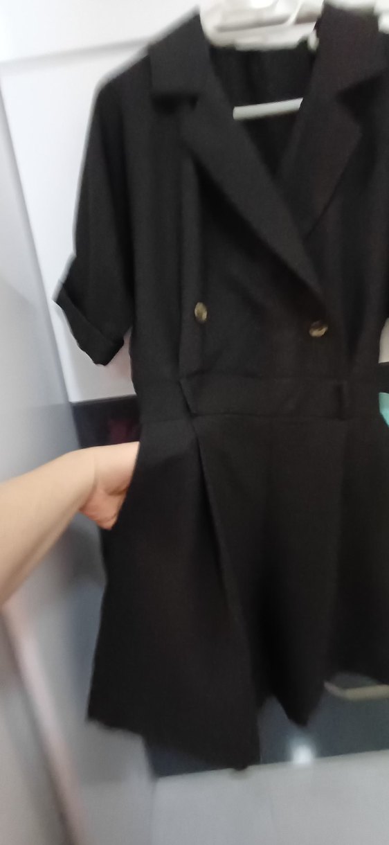 Kısa Kollu Siyah Midi Tulum - Görsel 2